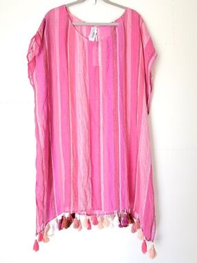 Seafolly Australia Ocean Ombre Horizon Stripe Linen Kaftan. Swimsuit Cover Up